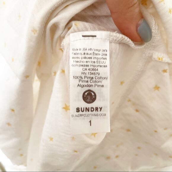 Sundry Pima Cotton Yellow Star Print Tee - Picture 5 of 6